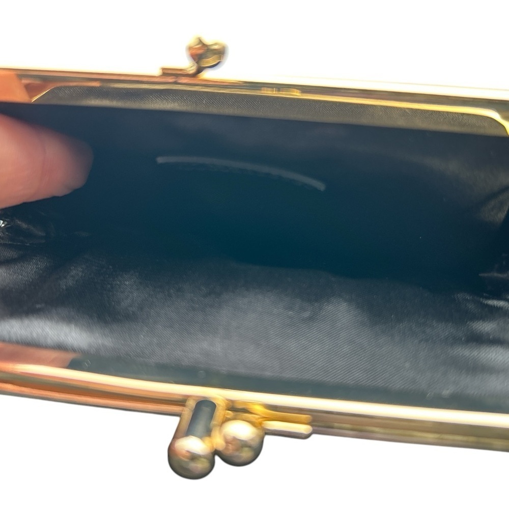 DKNY Town & Country Classic Double Frame Coin Purse Black Leather - Picture 4 of 6